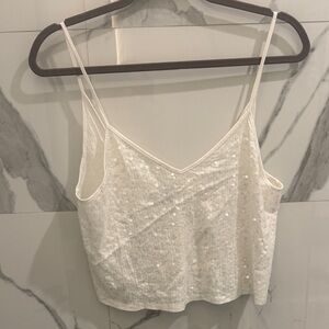 Express Sparkling White Sequin Camisole